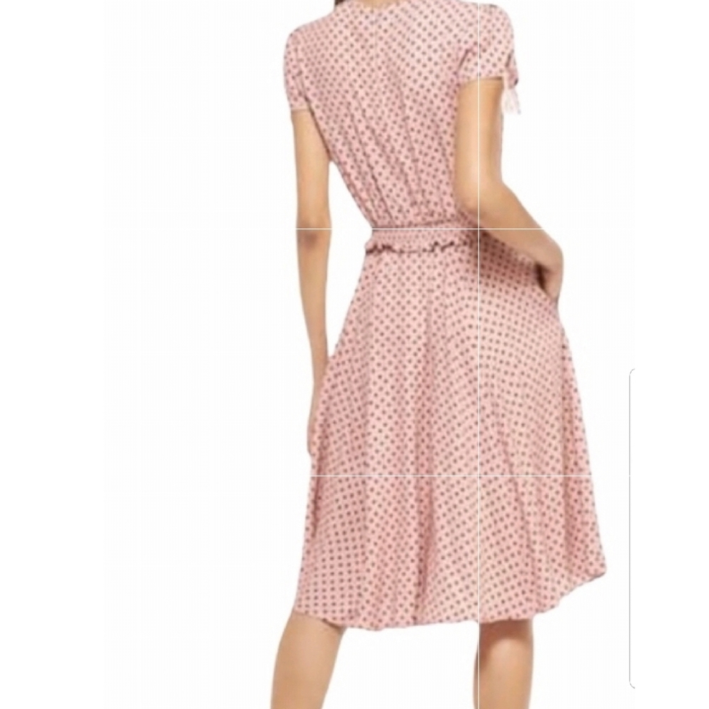 Gal Meets Glam Corinne Mauve Polka Dot Cinch Waist A-line Dress Size Small - Picture 9 of 15